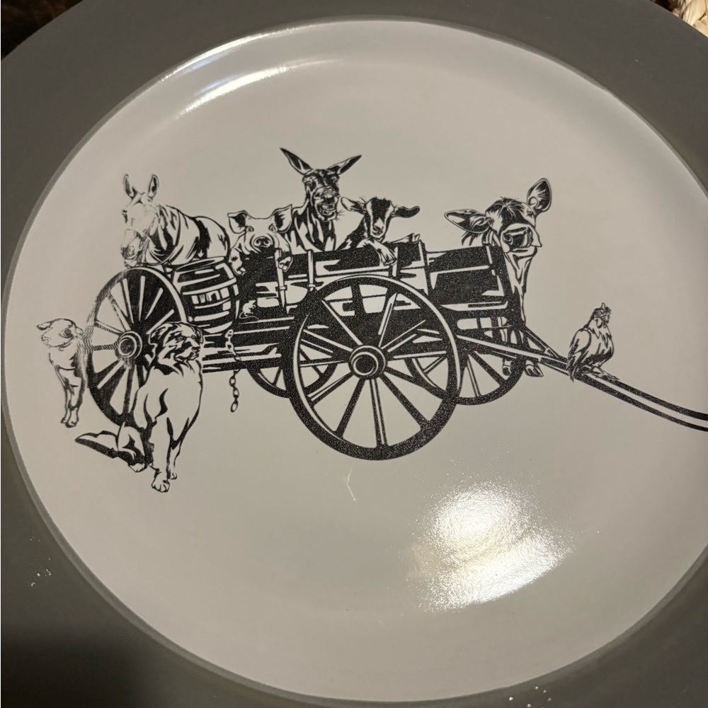 Gray and White Farmhouse Dinner Plate